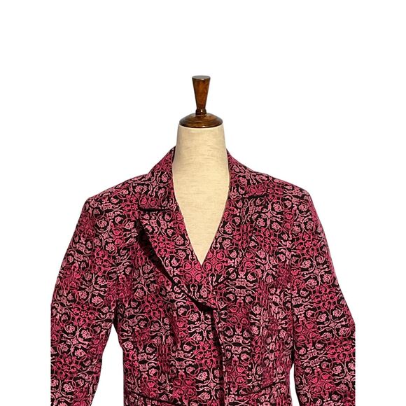 Talbots Pink Patterned Cotton Blazer - Embroidered & Hook Closure - Picture 4 of 12